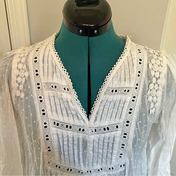 White Gauze Peasant Blouse - Size Small - Picture 3 of 9